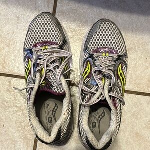Saucony Gray and Yellow Athletic Shoes